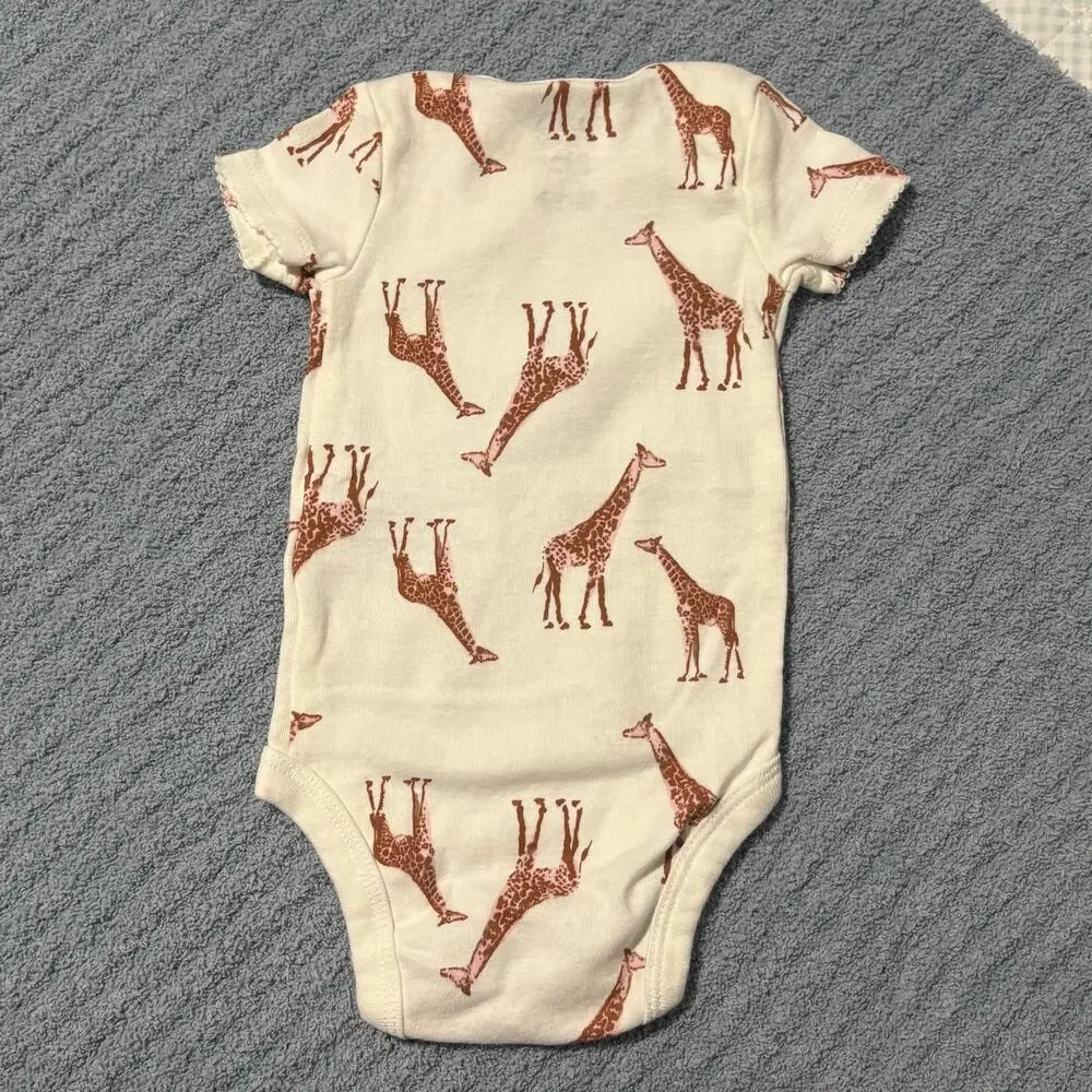 Baby Girl-Onesies-Lot 5 Pack-3M-Carters/Gerber -Giraffe /Floral /Plain